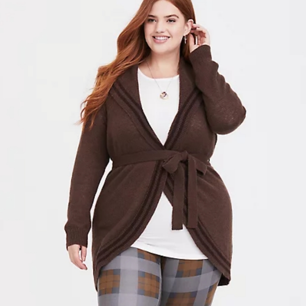 TORRID Outlander brown tie cardigan